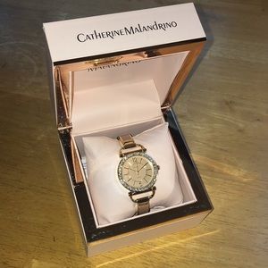 Catherine Malandrino Studio Quartz gold tone watch fashion wristwatch bling